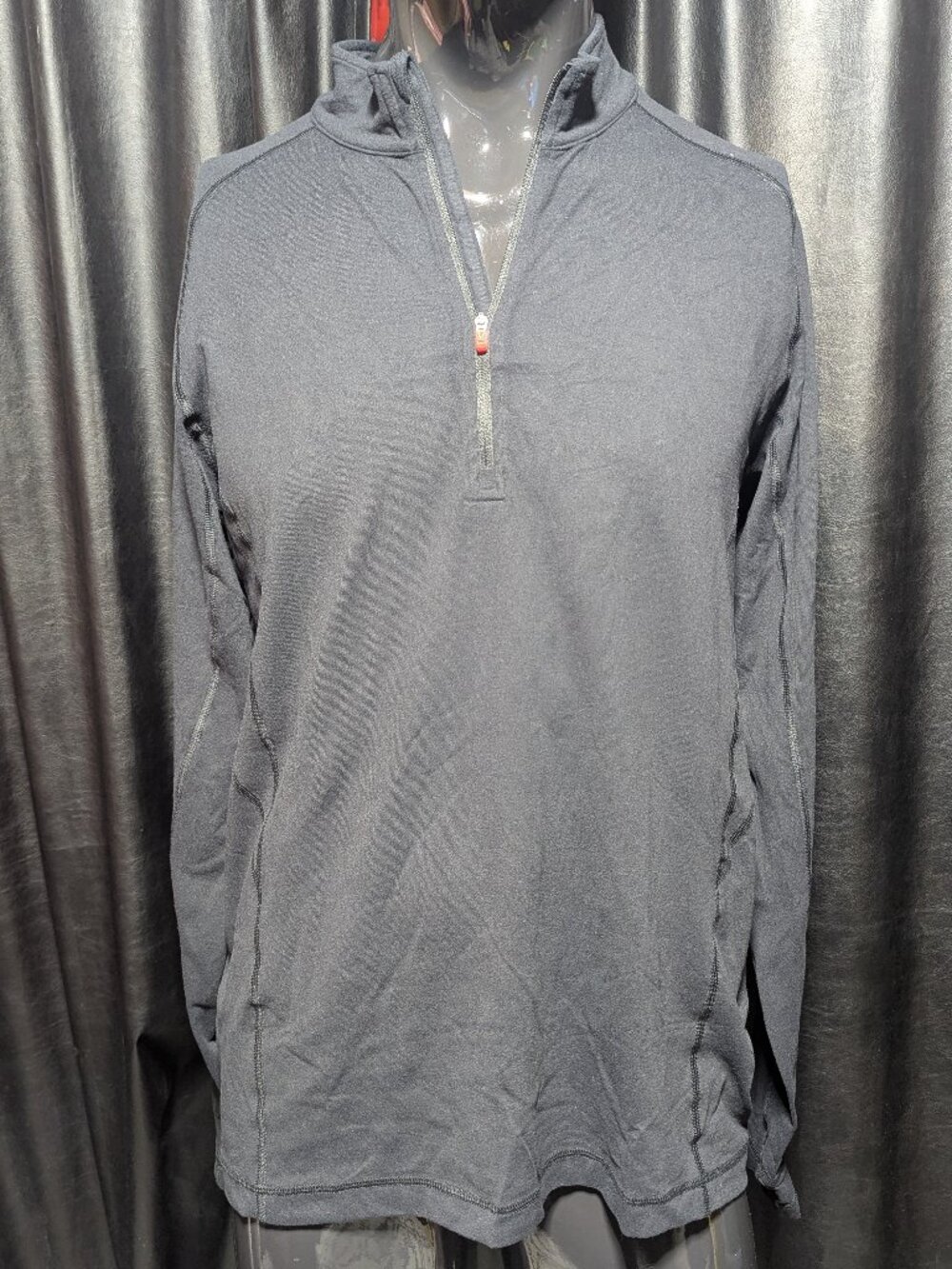 Lululemon Men's 1/4 Zip Pullover Large Black Workout Rulu Technical Shirt